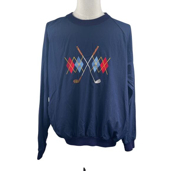 VTG Sunderland of Scotland Embroidered Argyle Golf Windbreaker XL Jacket Preppy - Picture 1 of 6